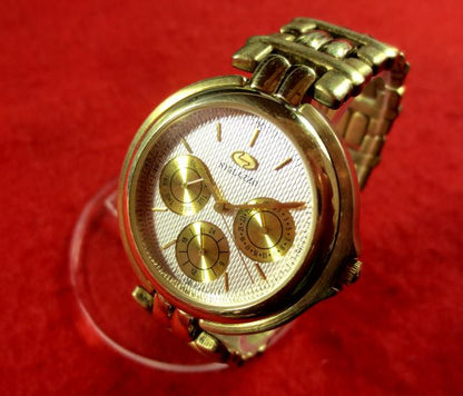 Sterazzo Analog Quartz Men ステラッツォ 完動watchゴールド日・曜日・24時の小針表示