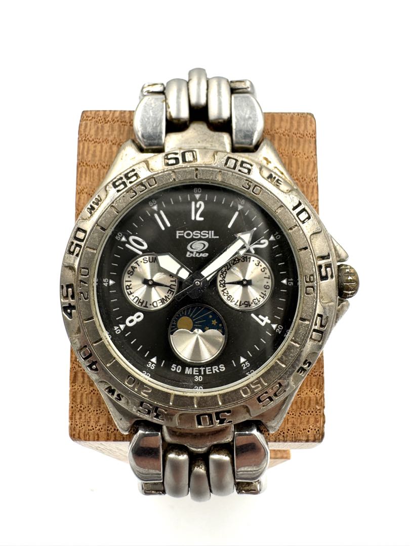 Fossil blue Analog Quartz Men Moon Phase Chronograph Watch