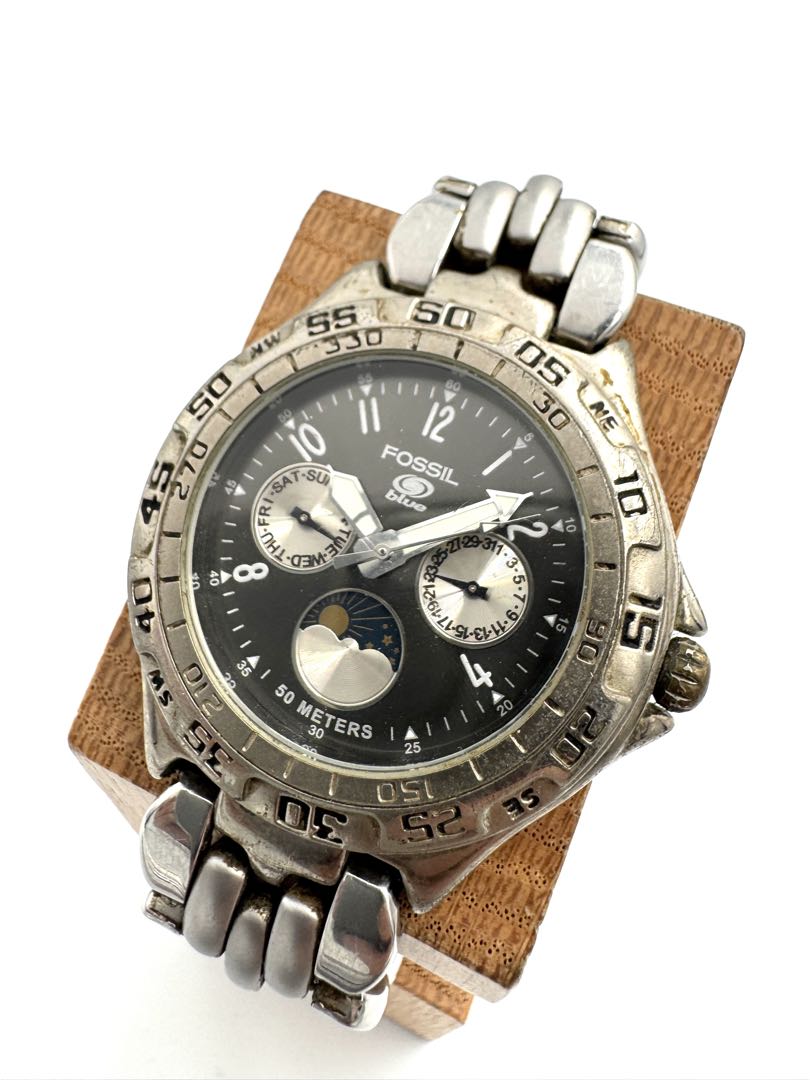 Fossil blue Analog Quartz Men Moon Phase Chronograph Watch
