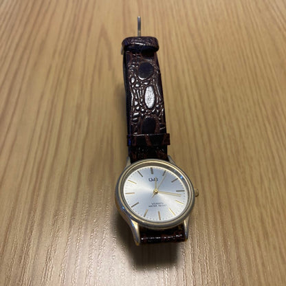 Citizen Q&Q Voken 267 Analog Quartz Men Wristwatch Brown Leather Band