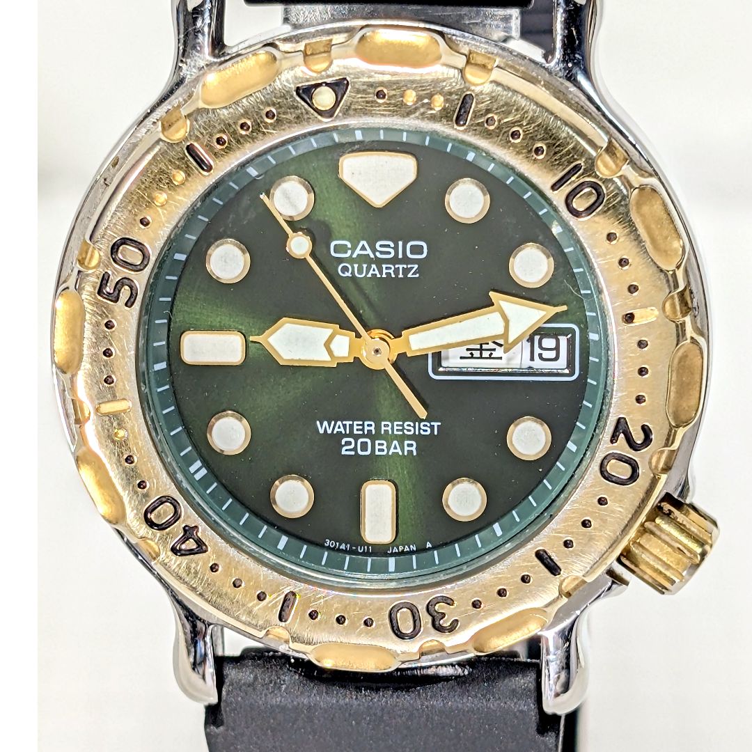 Casio MD718 Analog Quartz Men Diver Battery & Band Replaced Working Item