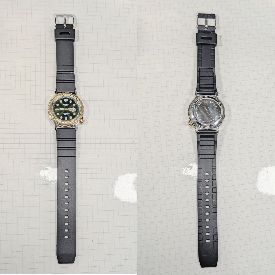 Casio MD718 Analog Quartz Men Diver Battery & Band Replaced Working Item