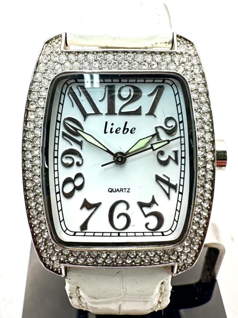 Liebe Men's Quartz Watch with Decorative Gemstone Bezel, 32mm Case