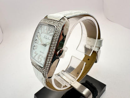Liebe Men's Quartz Watch with Decorative Gemstone Bezel, 32mm Case