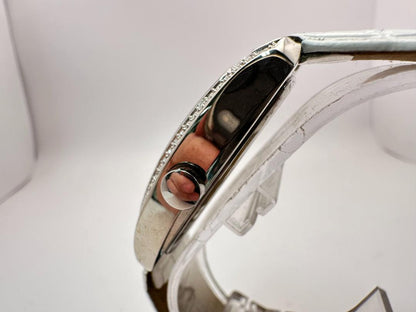 Liebe Men's Quartz Watch with Decorative Gemstone Bezel, 32mm Case