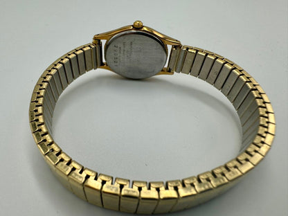 Seiko Essentials 1N01-0AW0 Analog Quartz Women Vintage Gold Plated White Oval Dial Ladies Watch Head Japan