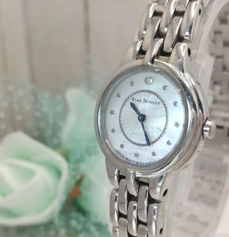 Star Jewelry Analog Solar Women 稼動品 スタージュエリー Watch シェル文字盤