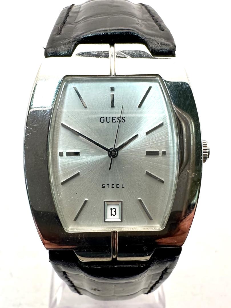Guess Steel Analog Men Men'S Wristwatch, Silver Dial, Date Function, 31Mm Case