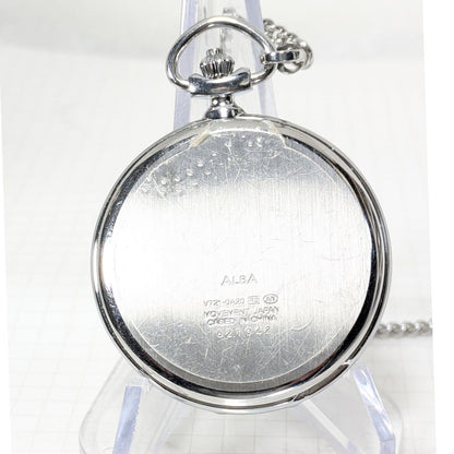 Seiko Alba Analog Quartz Men Pocket Watchhunter Case Battery Replaced Working Item