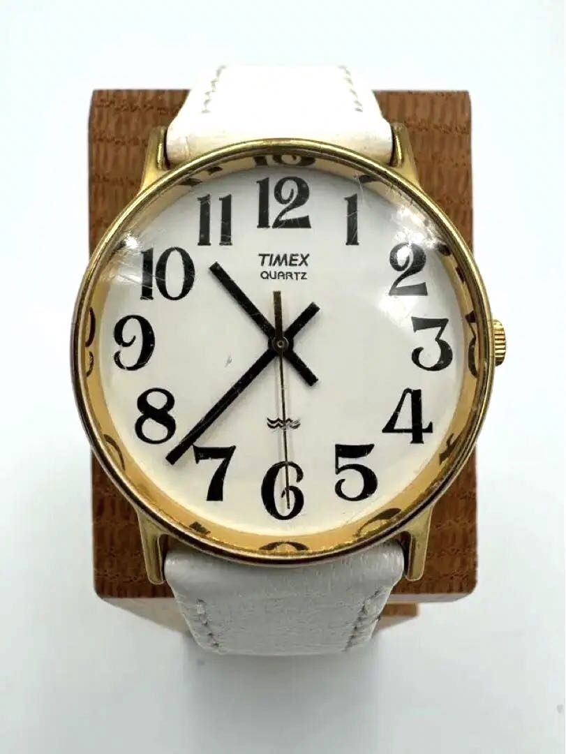 Vintage TIMEX Quartz Watch White Leather Strap