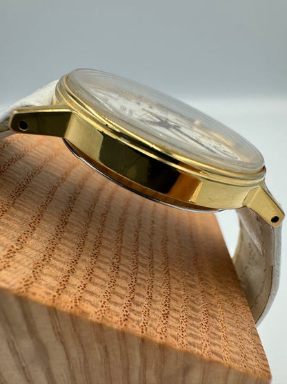 Vintage TIMEX Quartz Watch White Leather Strap