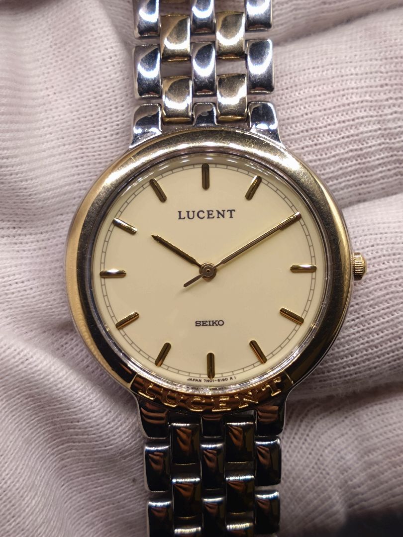 Seiko Lucent 7N01-6140 Analog Quartz Men 7N01-6140 Battery Replaced 1991