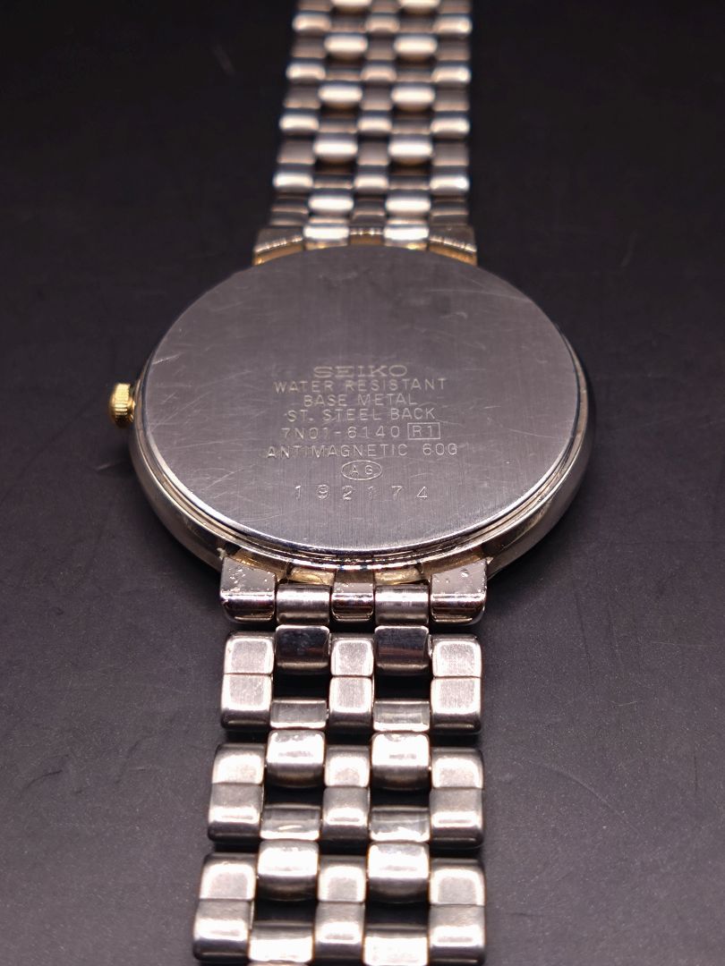 Seiko Lucent 7N01-6140 Analog Quartz Men 7N01-6140 Battery Replaced 1991
